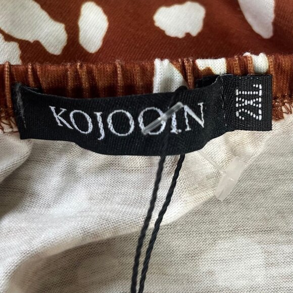Kojooin Shirt Top Womens Size 2XL Brown White New Short Sleeves Summer - Picture 6 of 9